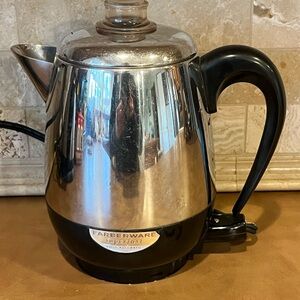 Farberware vintage Stainless Steel and Black Electric Percolator Coffee Pot